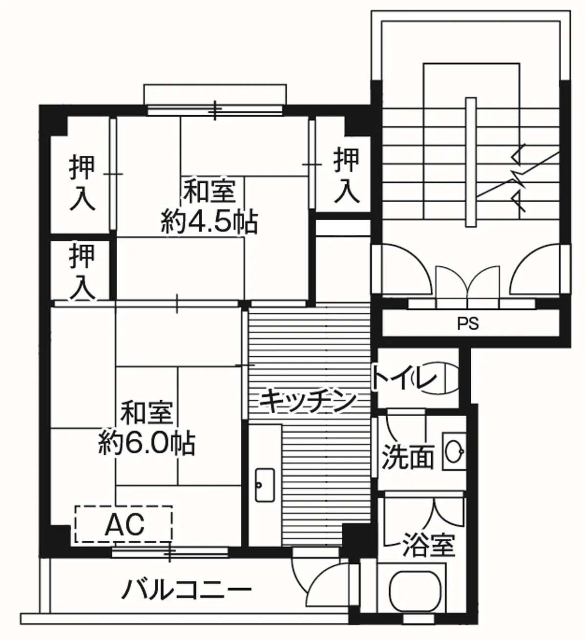 2-206 南西向き(2号棟 / 2階部分)